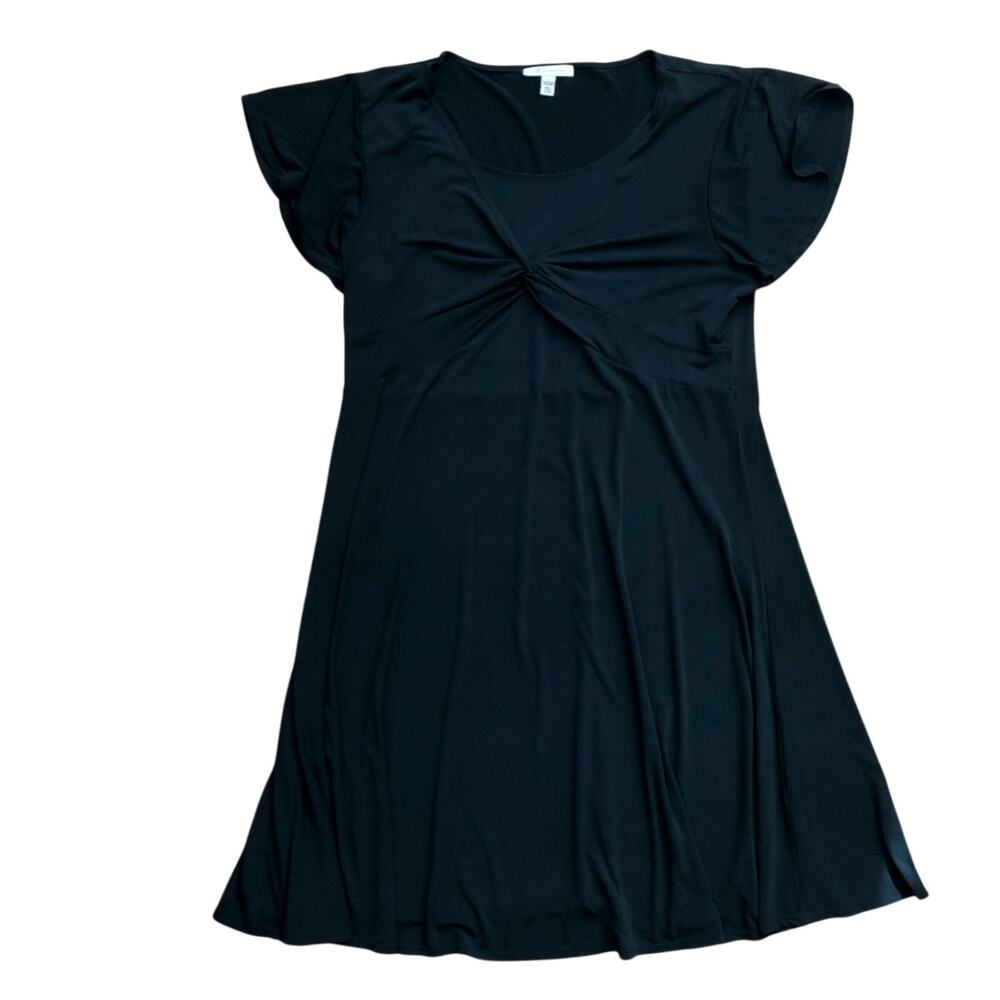 M collection short-sleeve A-line dress twist-front detail Black Women’s Size XL